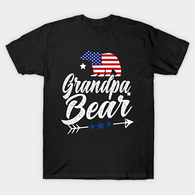 Grandpa Bear Patriotic Flag Matching 4th Of July T-Shirt by shanemuelleres